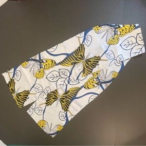 BELISI 100% Silk Scarf Butterfly Design in Blue and Yellow
